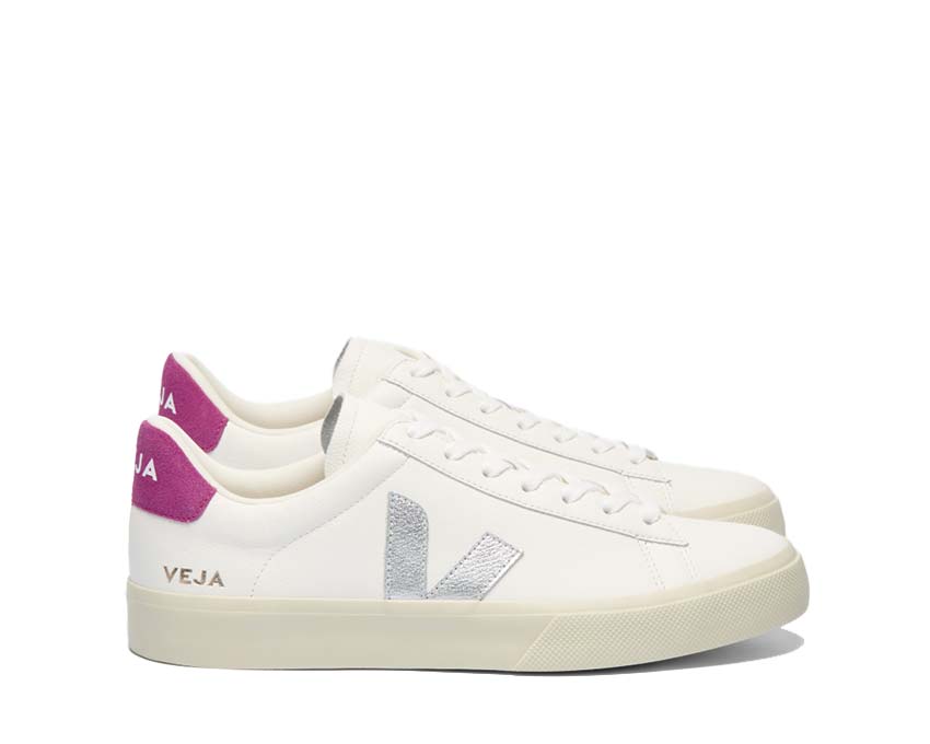 Veja Campo Leather White Silver Ultraviolet vue latérale — cuir tricolore violet