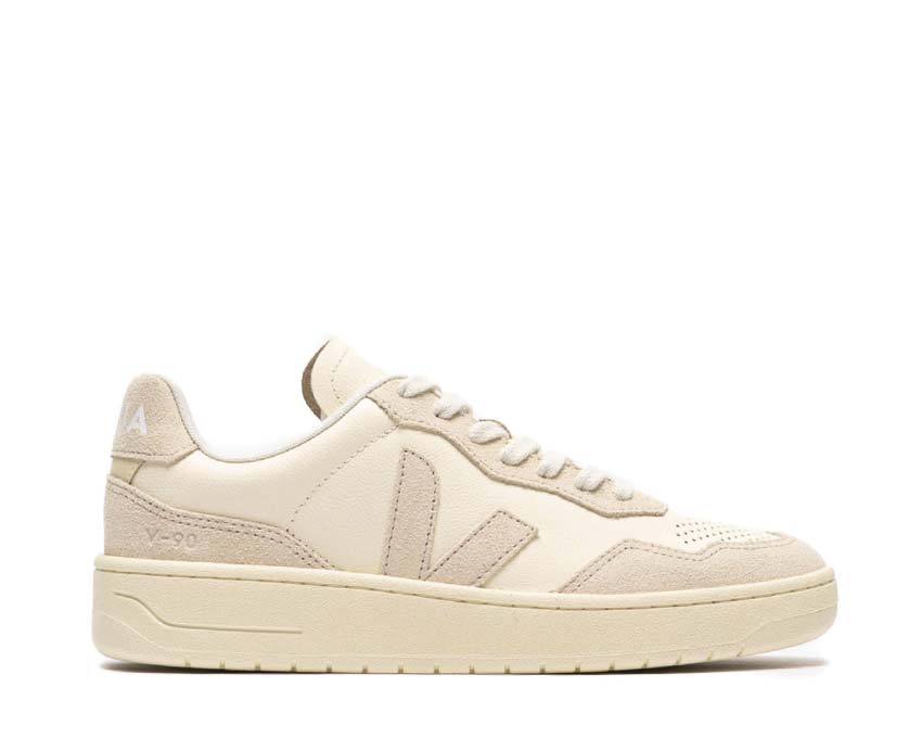 Veja V-90 O.T. Leather Cashew Oat — sneaker femme cuir crème caramel
