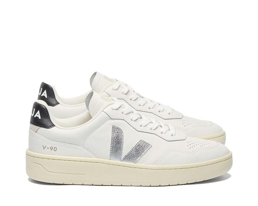 Veja V-90 O.T. Leather Silver semelle — semelle haute caoutchouc naturel