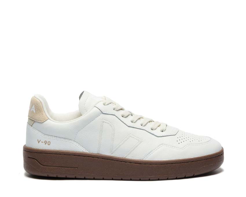 Veja V-90 ZZ O.T. White Pierre Almond — sneaker femme ZZ zigzag crème