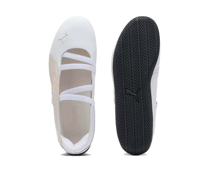 Puma Speedcat Ballet Blanc détail — détail cuir blanc logo Puma Speedcat