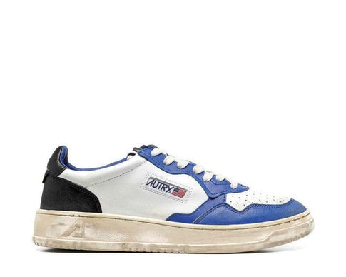 Autry Medalist Low Super Vintage White/Blue/Black — sneaker homme effet vintage