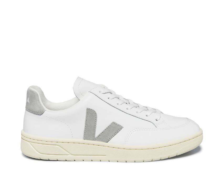 Veja V-12 Leather White Light Grey — zapatilla hombre cuero ecológico
