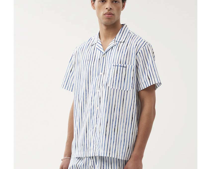 Filling Pieces Resort Shirt Painted Stripe détail — motif rayures peintes exclusif
