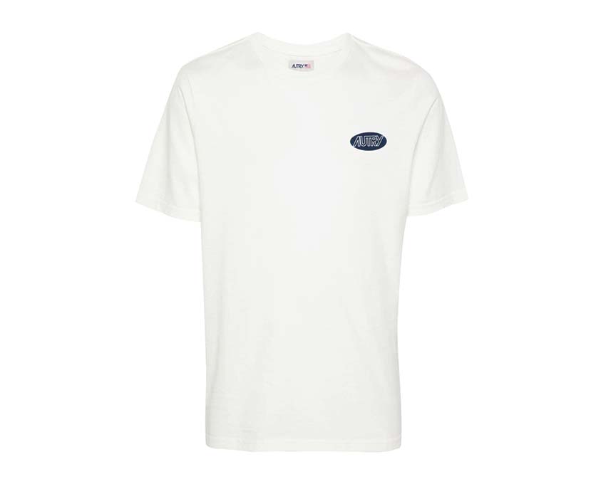 Autry T-Shirt Main Cotton White — t-shirt homme coton blanc logo brodé