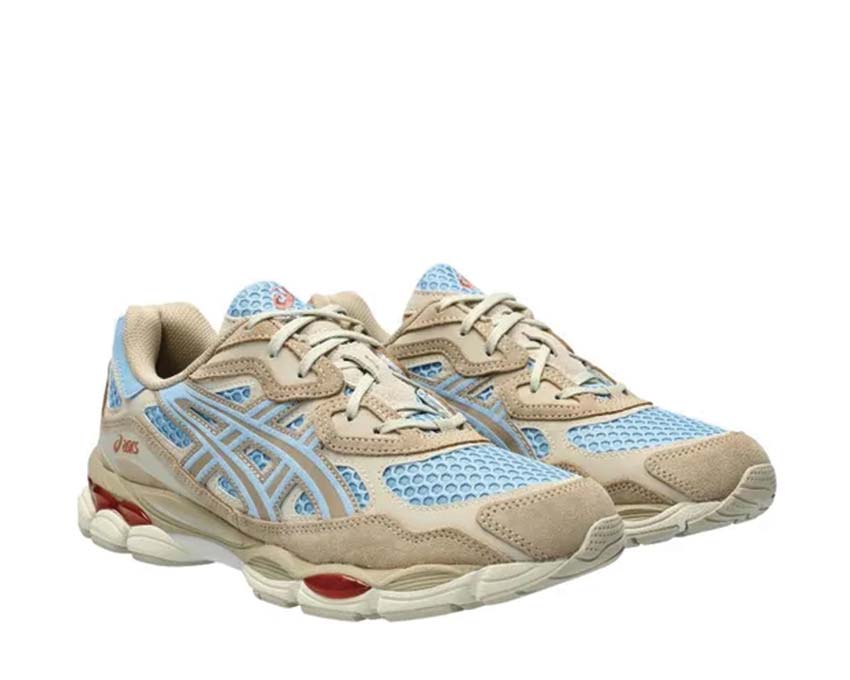 Asics Gel NYC Steeple Grey/Cream vue latérale — tige mesh et cuir vintage