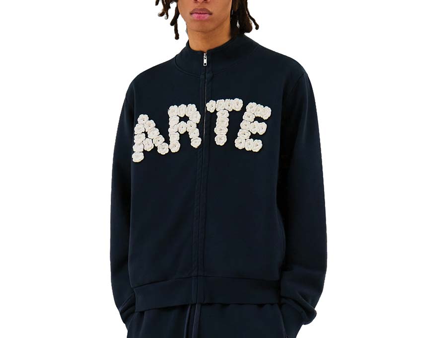 Arte Crochet Flowers Jacket Navy — veste unisexe crochet fleurs artisanal