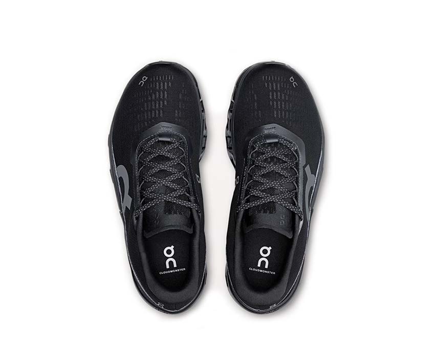 On Cloudmonster 2 Black détail — tige mesh noir running homme