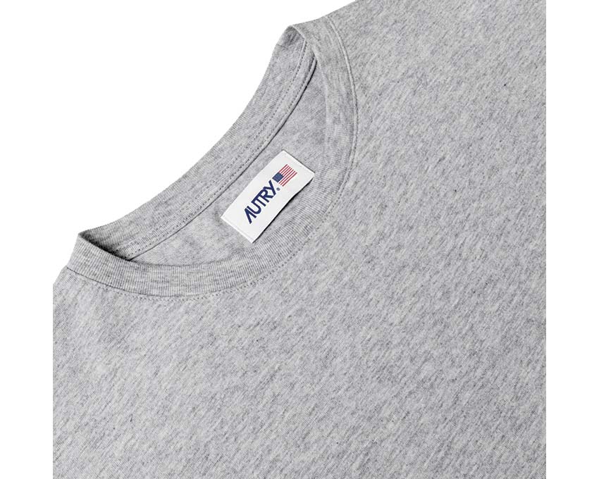 Autry T-Shirt Main Melange détail — détail broderie logo chiné