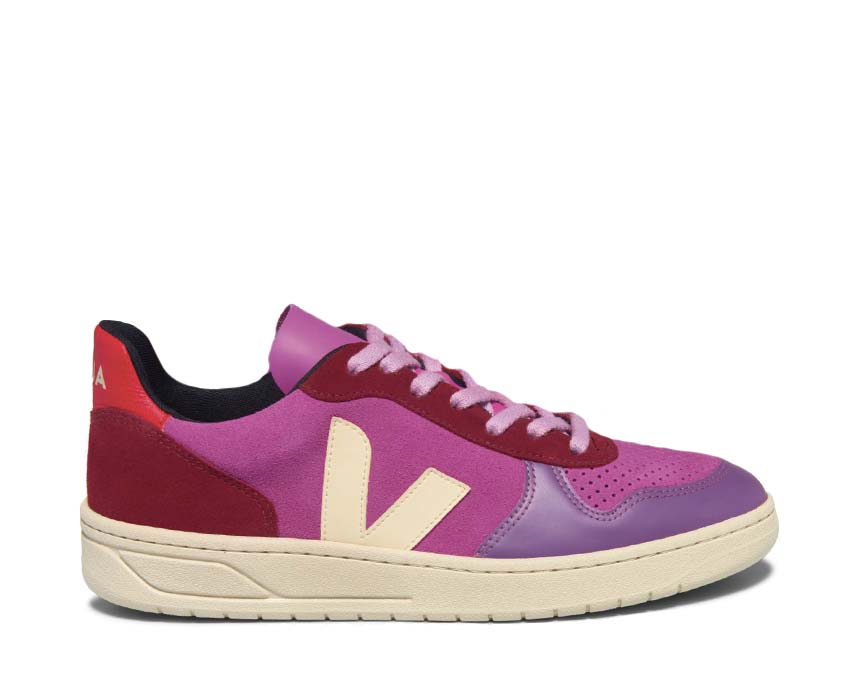 Veja V-10 Suede Multico Ultraviolet Calcaire — sneaker femme daim multicolore