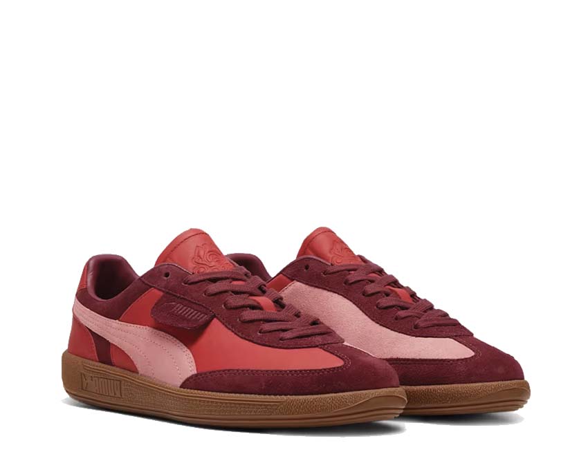 Puma Palermo Palomo Regal Red Passion Fruit vue latérale — cuir rouge royal et rose