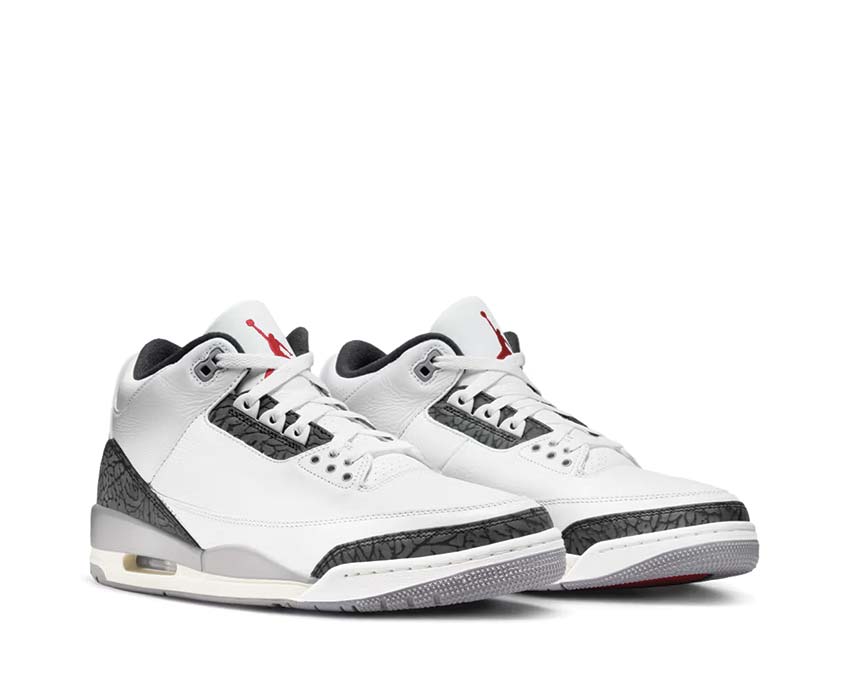 Jordan Air Jordan 3 Retro Cement Grey vue latérale — cuir et éléphant print gris