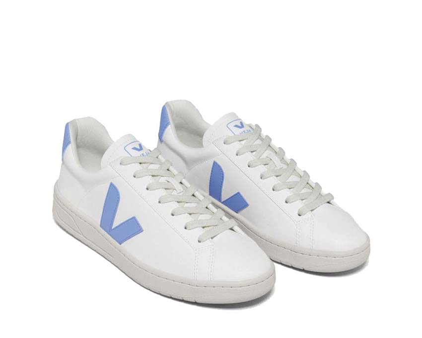 Veja Urca White/Aqua Seitenansicht — gewaschenes zweifarbiges Leder