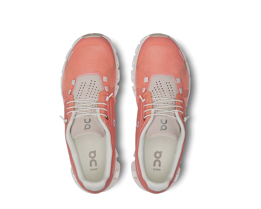 On Cloud 5 W Flamingo/Pearl detalle — mesh transpirable zapatilla running mujer