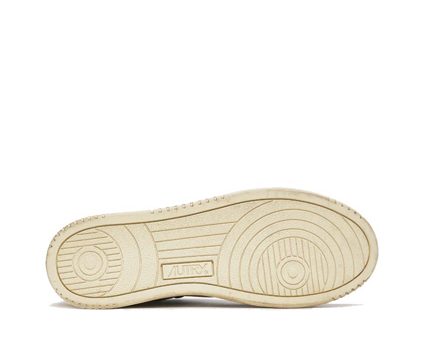 Autry Super Vintage Low Leat White Brown détail — surpiqûres contrastantes
