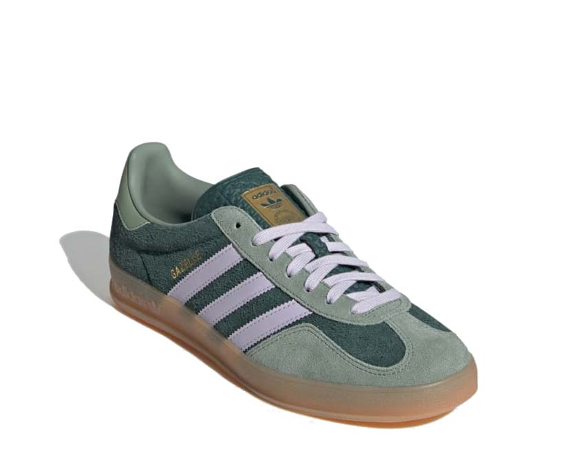 Adidas Gazelle Indoor Mint Green vista lateral — parte superior de ante estructurada