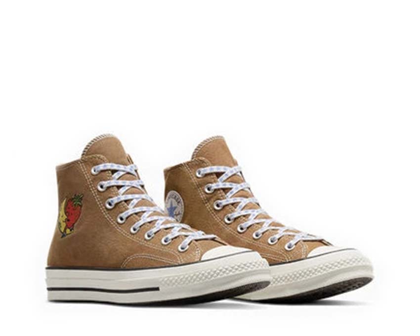 Converse x Sky High Farm Chuck 70 Brown/Egret vue latérale — toile marron Sky High Farm