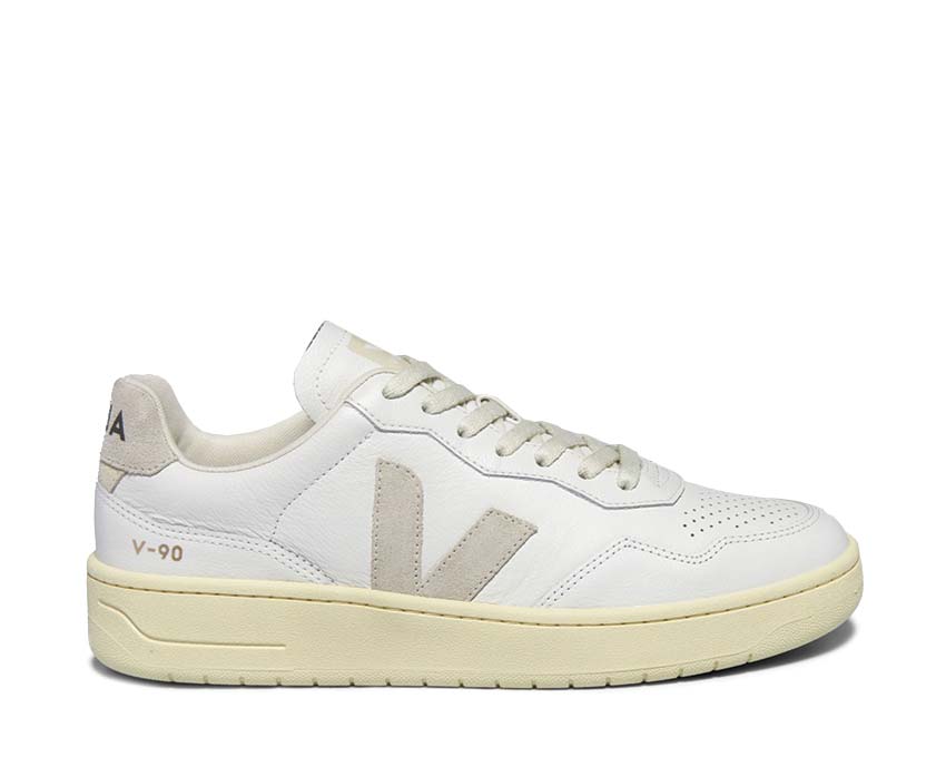 Veja V-90 OT Leather Extra White Natural — sneaker homme running vintage éco