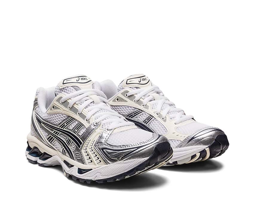 Asics Gel Kayano 14 White Midnight vue latérale — tige mesh