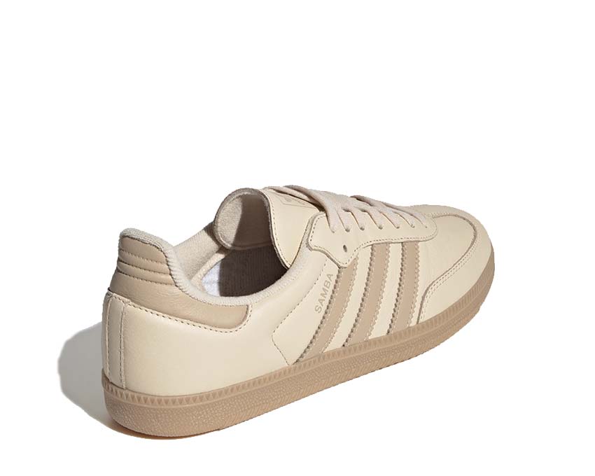 Adidas Samba OG Sandstorm Detail — sandbeige Wildleder Overlay
