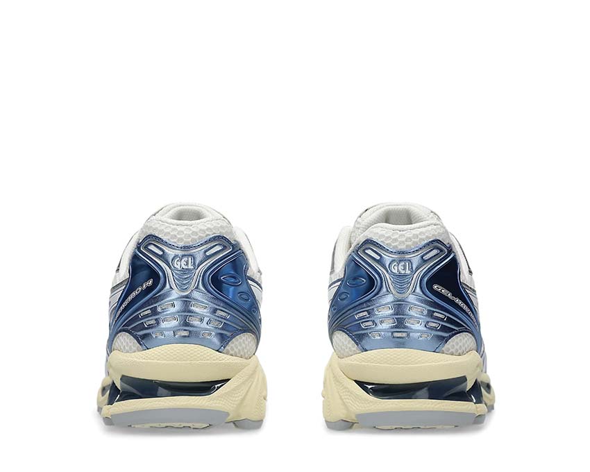 Asics Gel Kayano 14 Cream/Denim Blue détail — cuir synthétique et mesh