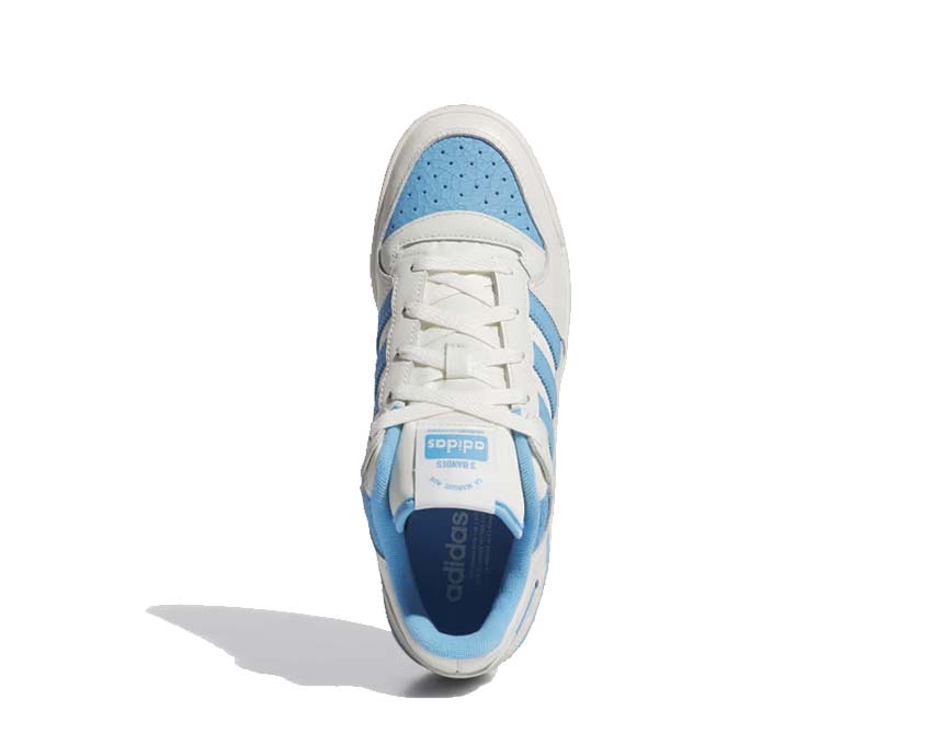 Adidas Forum Low CL Ivory Blue detalle — cuero premium y acentos azules