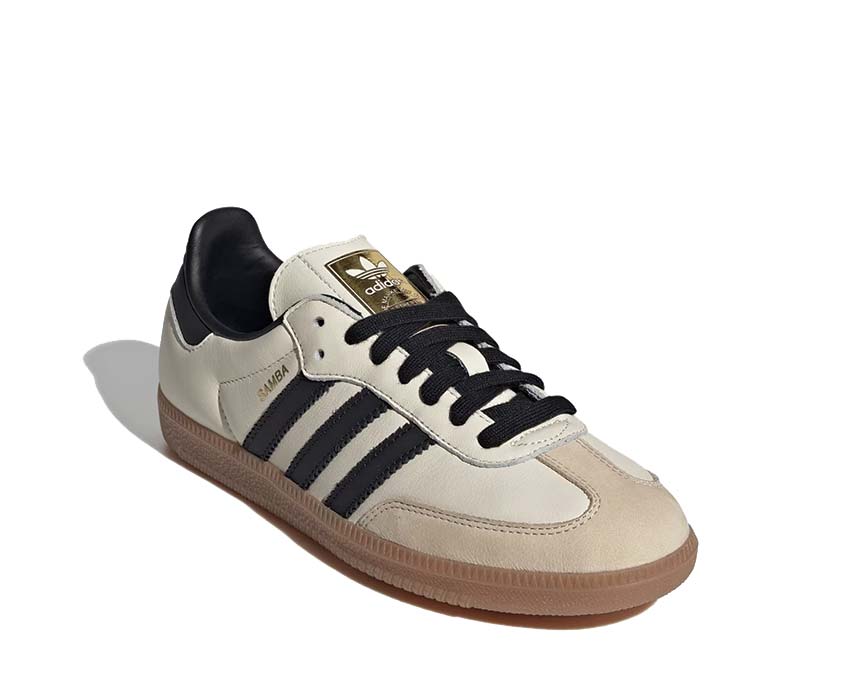 Adidas Samba OG W White Cream Sand Strata vue latérale — 3 bandes et semelle gomme