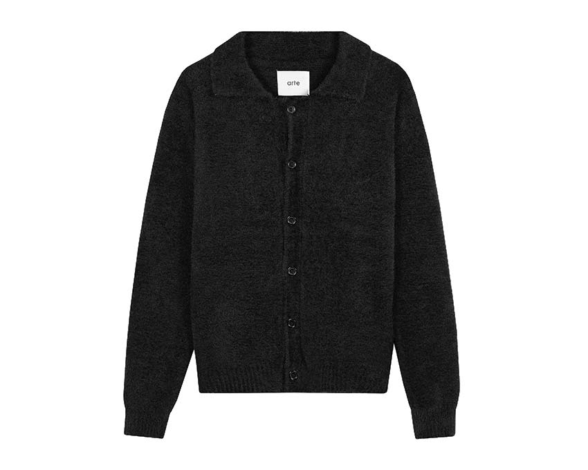 Arte Kyle Fluffy Cardigan Black — cardigan unisexe moelleux streetwear