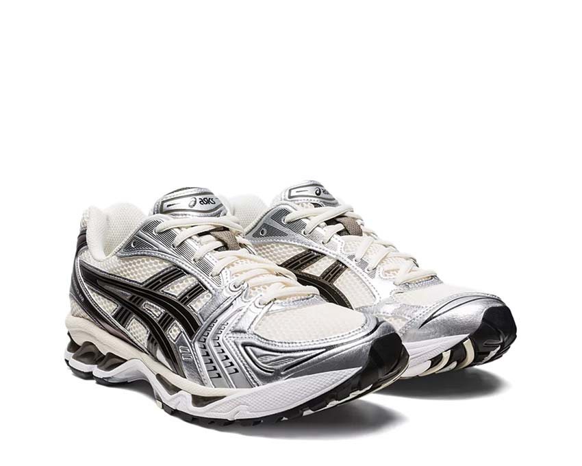 Asics Gel Kayano 14 Cream Black vue latérale — tige mesh