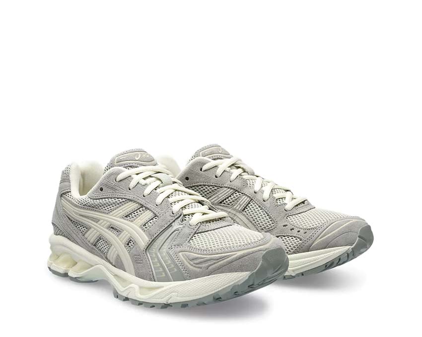 Asics Gel Kayano 14 White Sage Smoke Grey vista lateral — parte superior de malla
