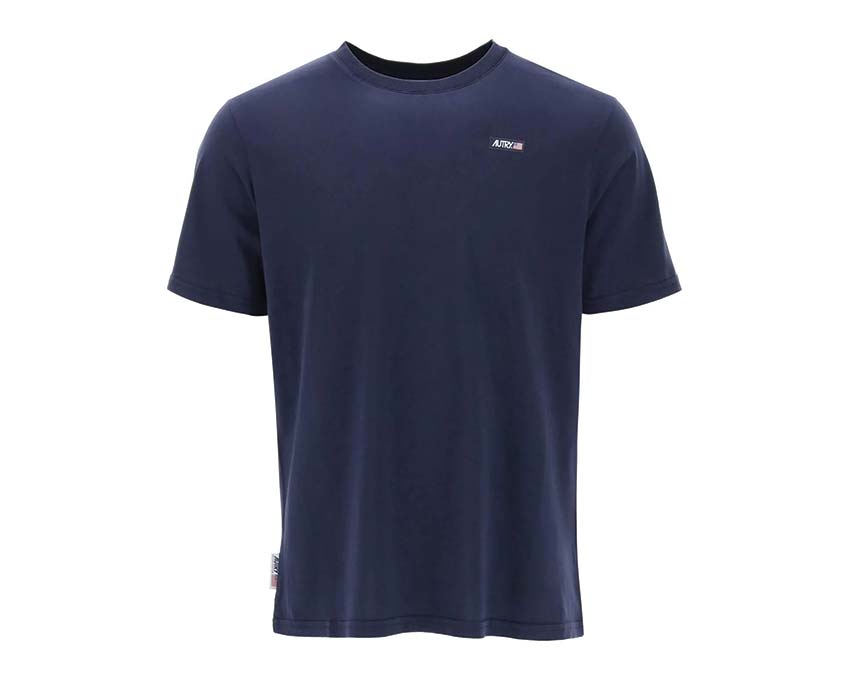 Autry Iconic Tee Blue — t-shirt homme coton logo Autry brodé bleu marine