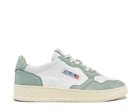 Autry Medalist Low Goat White Military — sneakers femme peau chèvre blanc militaire premium