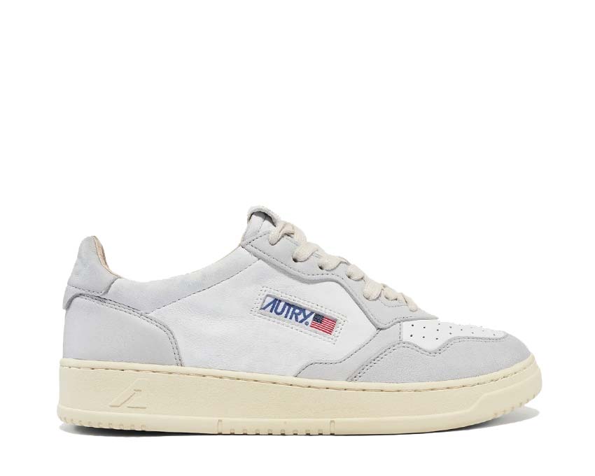 Autry Medalist Low Goat Wash White/Vapor — Herren-Sneaker gewaschen Nude Leder