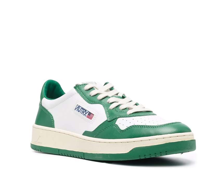 Autry Medalist Low White/Green Seitenansicht — Mix Leder Segeltuch grün weiß