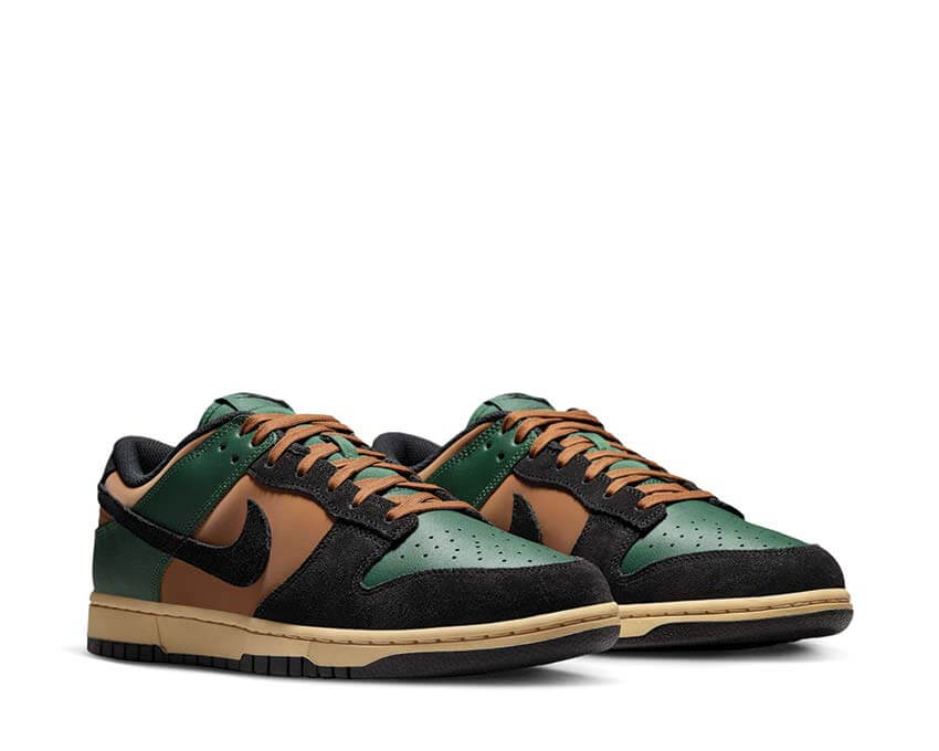 Nike Dunk Low Retro Fir détail tige — colorblock vert noir