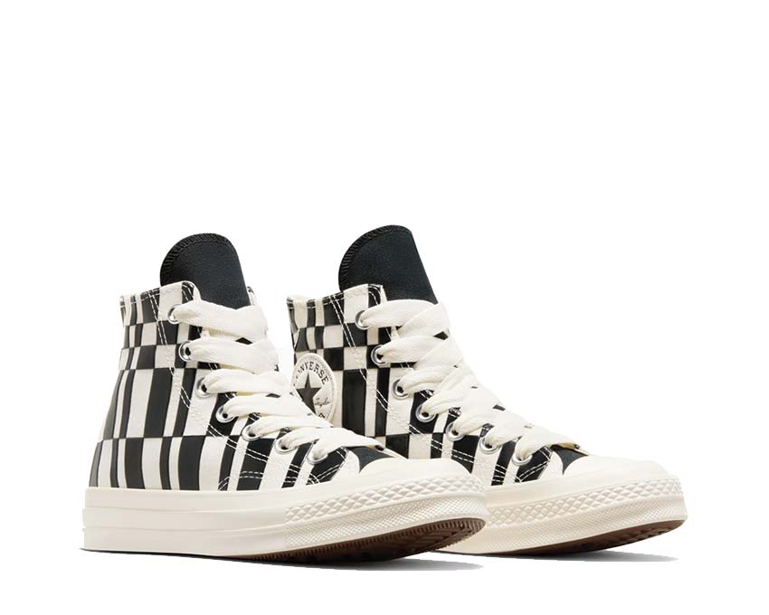 Converse Chuck 70 Hi Checkered Egret/Black vue latérale — imprimé écossais damier toile
