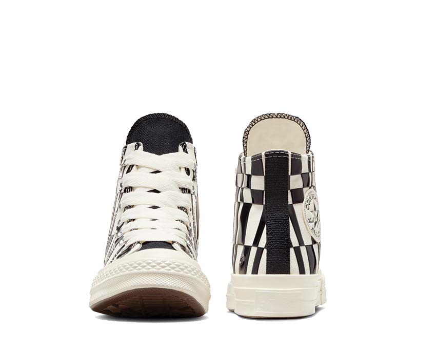 Converse Chuck 70 Hi Checkered Egret/Black semelle — semelle vulcanisée épaissie blanche