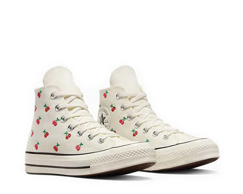 Converse Chuck 70 Hi Egret Black Red vue latérale — toile épaisse