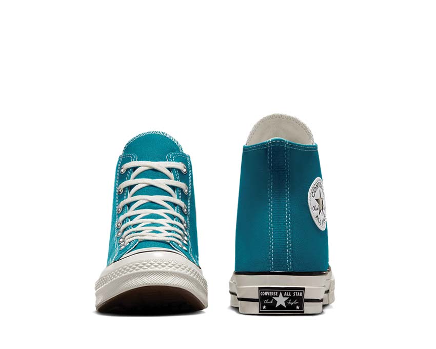 Converse Chuck 70 Hi Teal Universe Sohle — weiße Vulkanisierungssohle