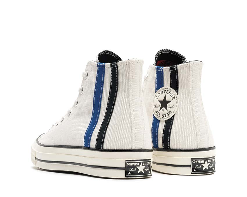 Converse Chuck 70 Hi Vintage White/Blue-Cream semelle — semelle vulcanisée crème vintage