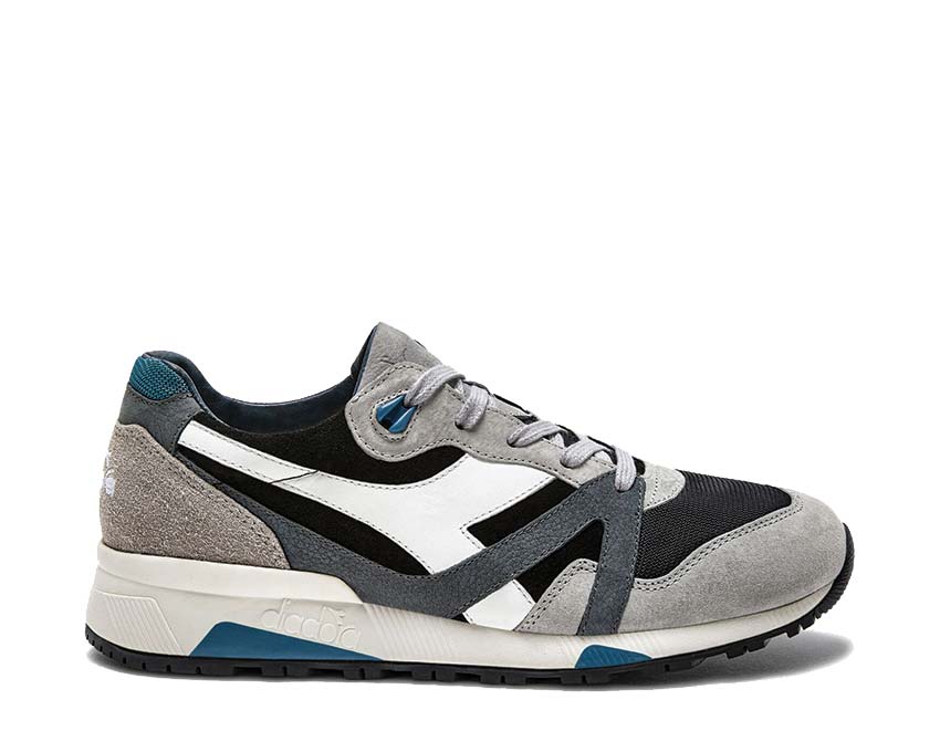 Diadora N9000 Italia Black Paloma Grey — sneaker homme cuir vintage Italie