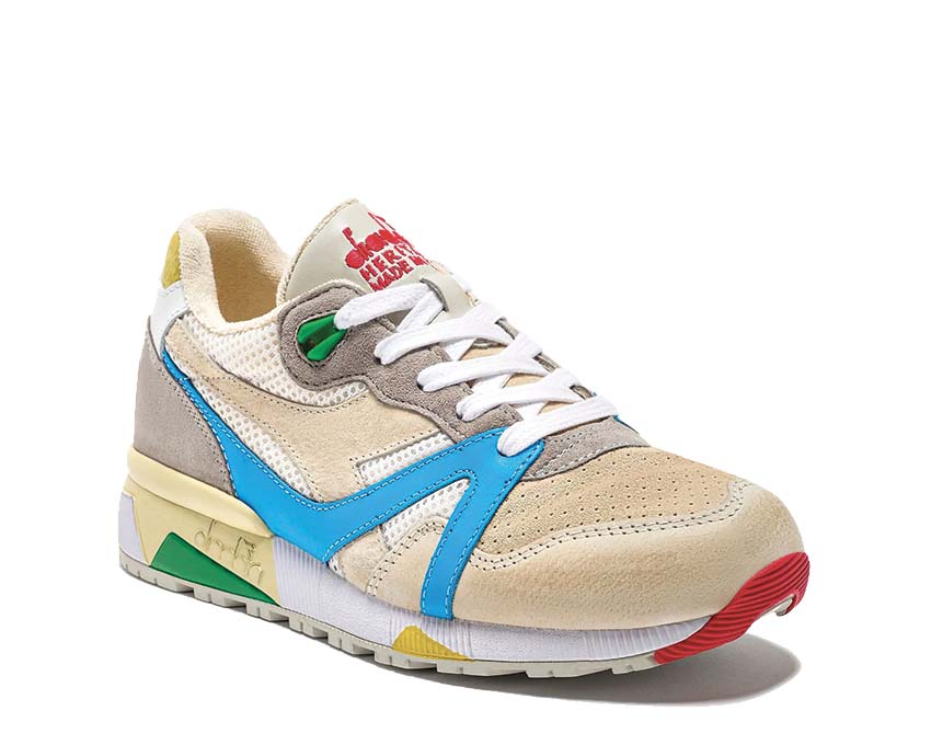 Diadora N9000 Podio Italia Multi vista lateral — perfil cuero tricolor