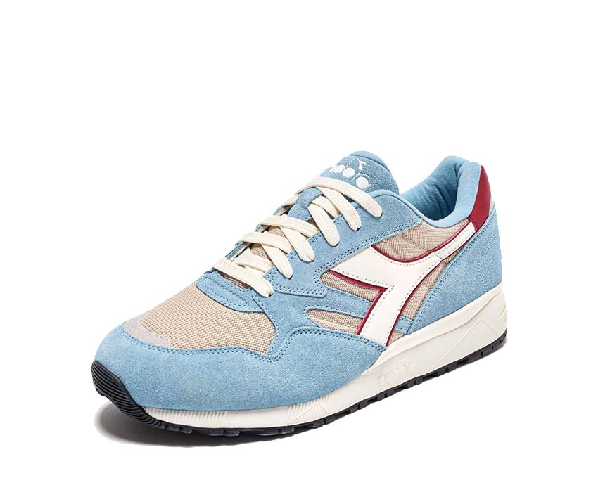 Diadora N902 Oyster Gray Dusk Blue vue latérale — profil suède bicolore