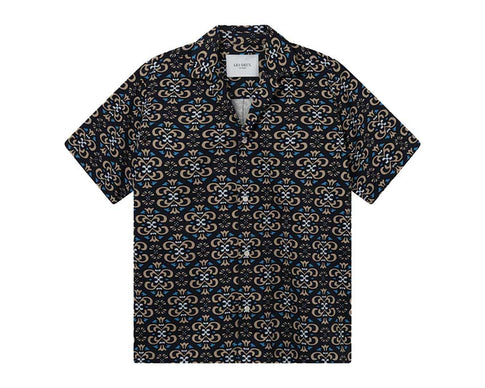 Les Deux Hendrix AOP SS Shirt Dark Navy — chemise homme AOP marine imprimé