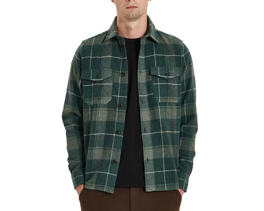 Les Deux Lennon Check Shirt Olive Dusty Moss vue latérale — flanelle carreaux décontractée