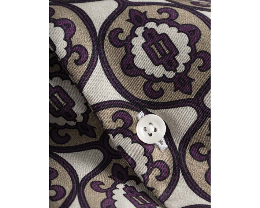 Les Deux Ornament AOP Tencel Shirt Ivory détail — motif AOP ornemental