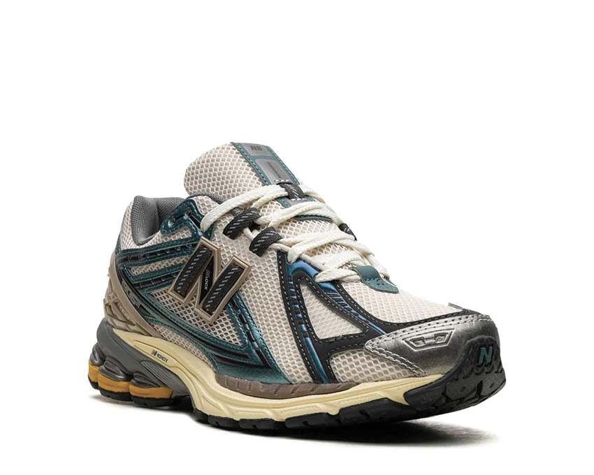 New Balance 1906R New Spruce Moonbeam vista lateral — parte superior de malla transpirable
