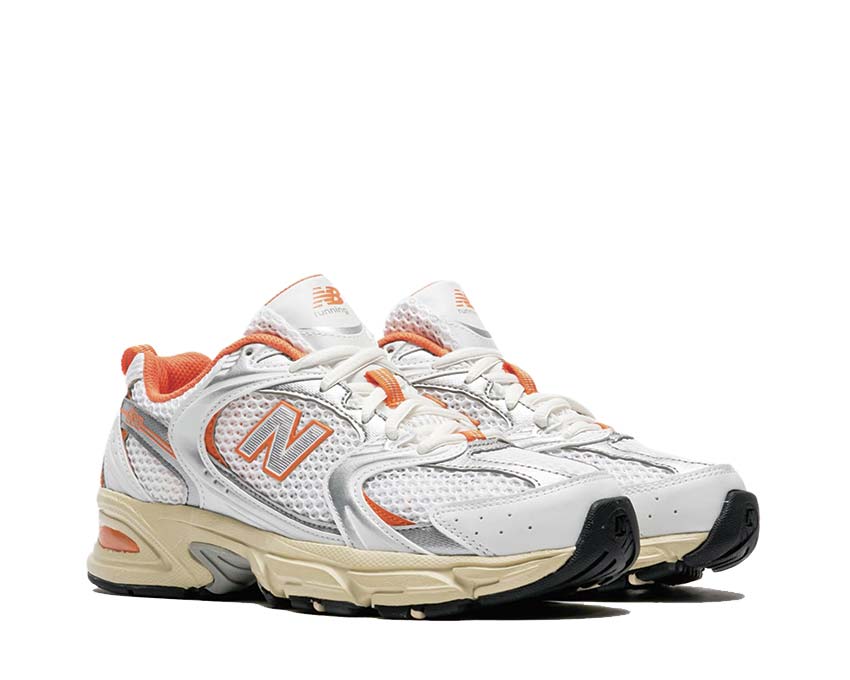 New Balance 530 White Sun Glow vista laterale — tomaia mesh traspirante