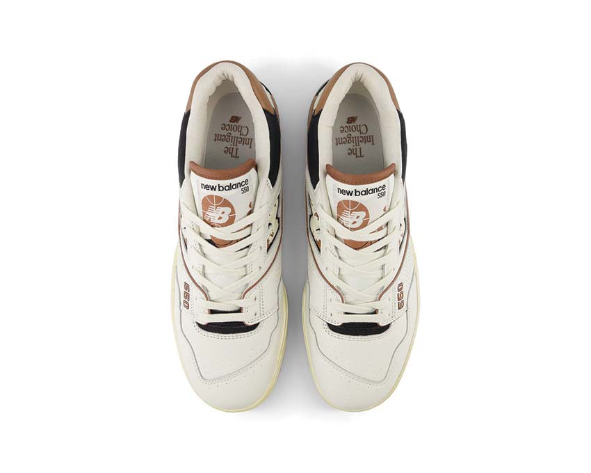 détail — New Balance 550 Premium Vintage empiècements cuir sea salt pecan