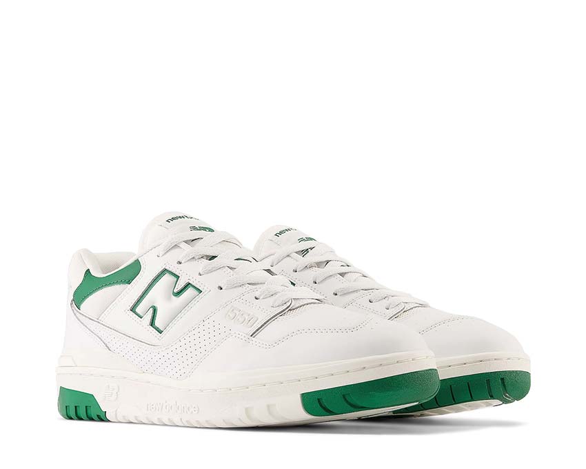 New Balance 550 White Green Seitenansicht — Leder und Mesh